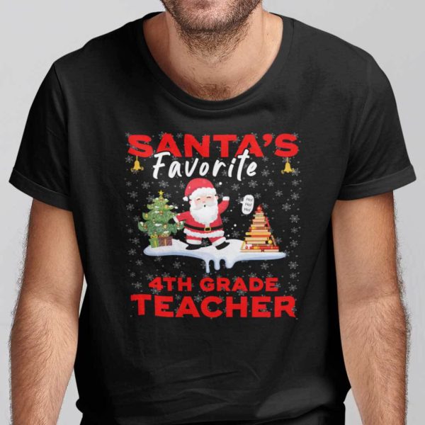 Teacher Christmas Tree Shirt Santa’s Favorite 4th Grade Teacher