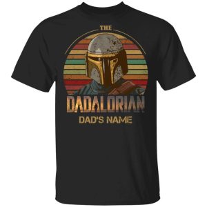 The Dadalorian Mandalorian Dad Custom Name T shirt Vintage Style All Day Tee 3