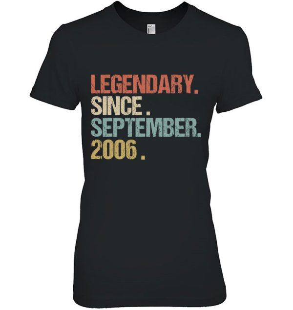 16Th Birthday Legendary Since September 2006 Shirt Retro