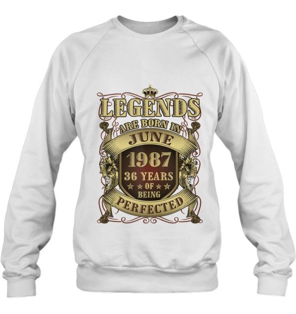 36Th Birthday Tee Perfect Legends Born June 1987 36 Years