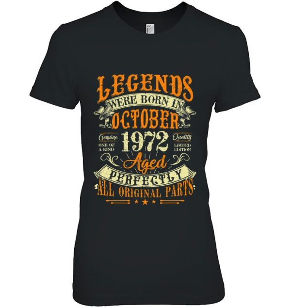 50Th Birthday Gift 50 Years Old Legends Born In October 1972 Retro