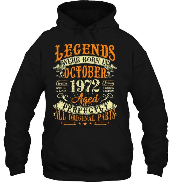 50Th Birthday Gift 50 Years Old Legends Born In October 1972 Retro