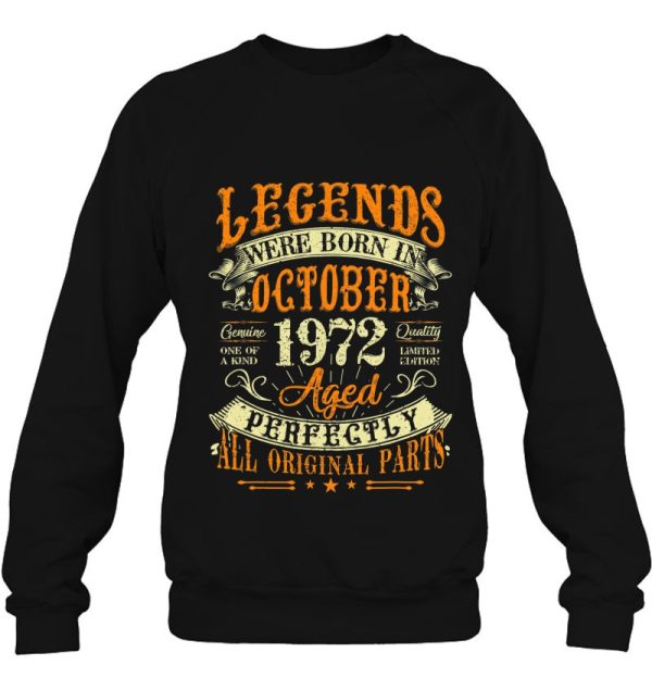 50Th Birthday Gift 50 Years Old Legends Born In October 1972 Retro