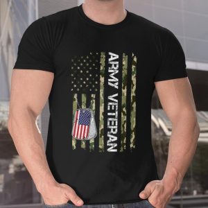 Army Veteran With American Flag T Shirt 3