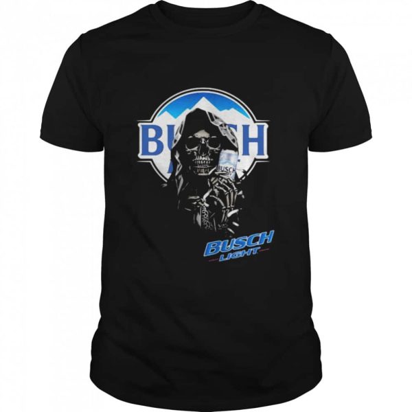 Horror Skull Holding Busch Light T-Shirt