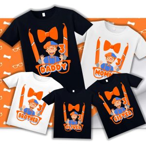 Custom Bday Blippi Theme Birthday Boy Family Matching Shirt