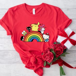 Family Matching Hello Cat And Friends Rainbow Shirt 3