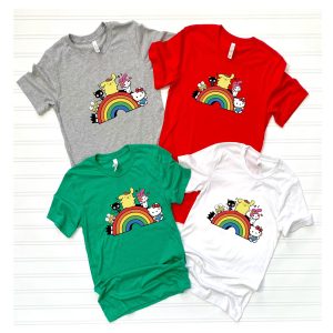 Family Matching Hello Cat And Friends Rainbow Shirt 4