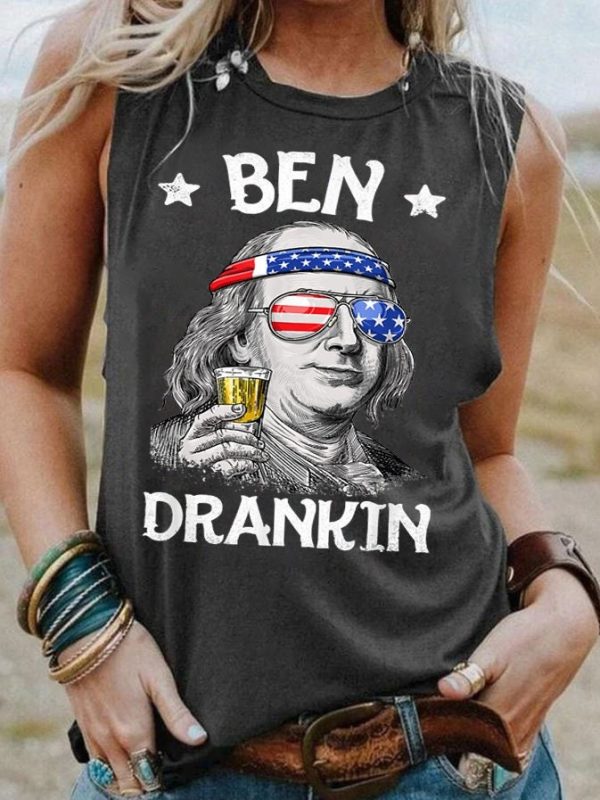 Ben Drankin 4th of July Funny Franklin Shirt Tank Top