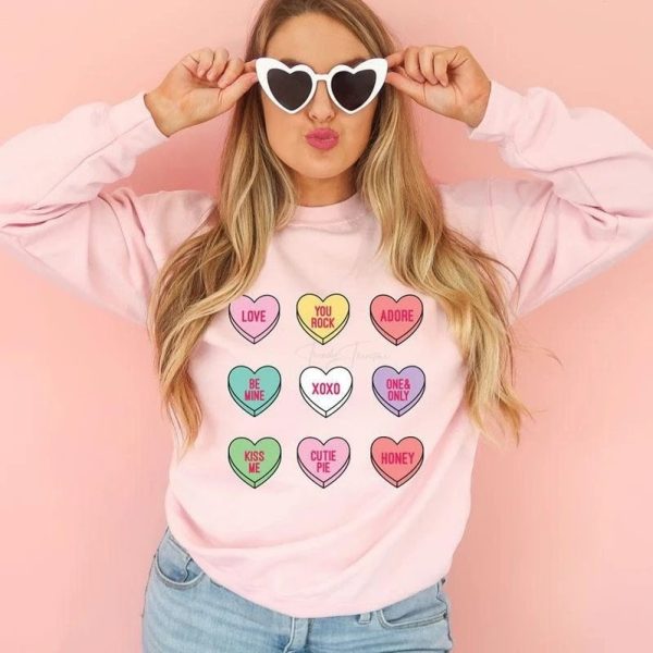 Conversation Heart Vintage Valentines Shirt Unisex Graphic T