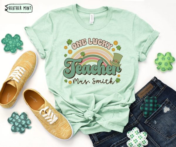 Custom One Lucky Teacher St Patricks Day Shirt