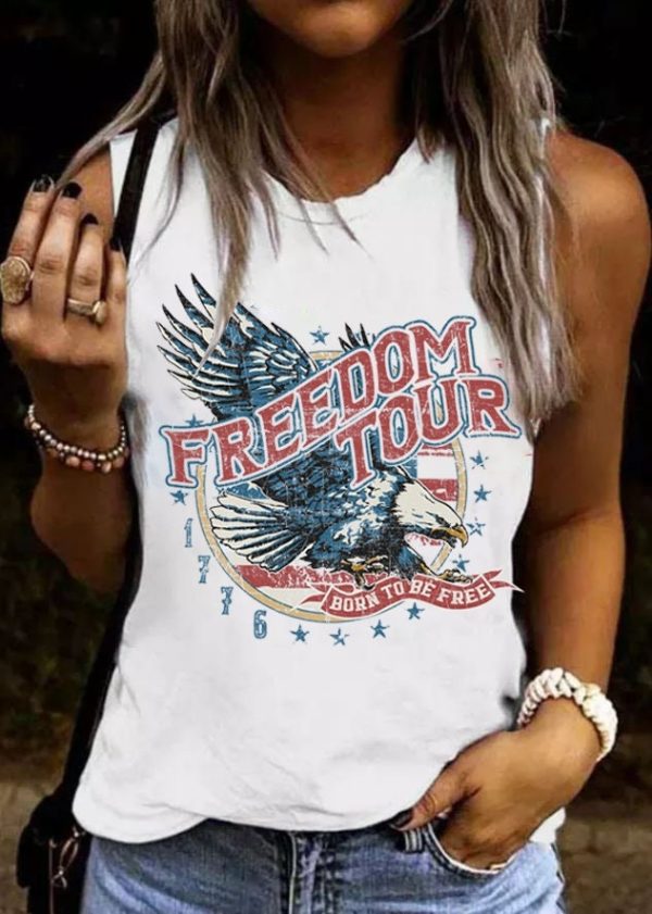 Freedom Tour Born To Be Free Independence Day Patriotic Tank T Shirt