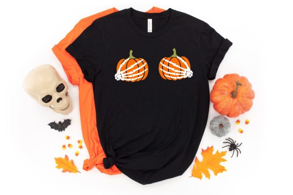 Funny Halloween Pumpkin Boobies Thanksgiving Shirt