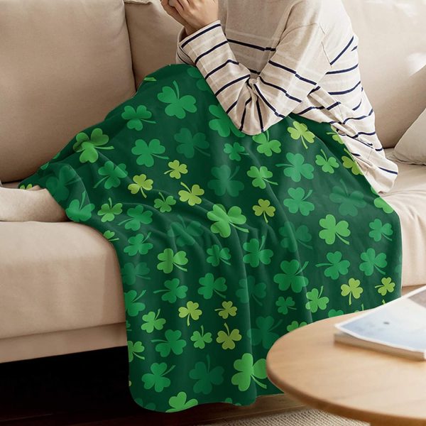 Green Four Leaf Clover St.Patrick’s Day Blanket