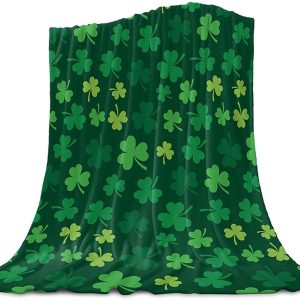 Green Four Leaf Clover StPatricks Day Blanket 4