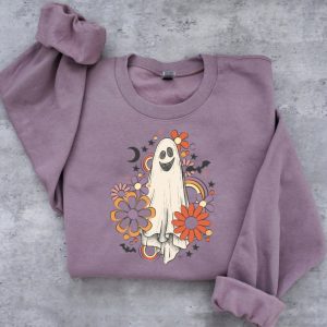 Halloween Ghost Floral Boho Trick or Treat Spooky Ghost Sweatshirt 3