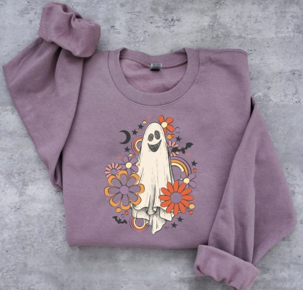 Halloween Ghost Floral Boho Trick or Treat Spooky Ghost Sweatshirt