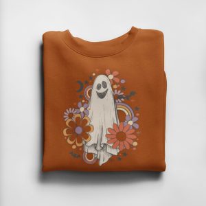 Halloween Ghost Floral Boho Trick or Treat Spooky Ghost Sweatshirt 4