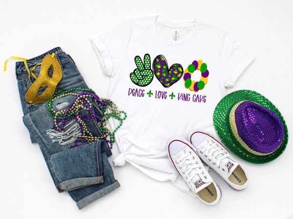 Peace Love King Cake Mardi Gras Shirt