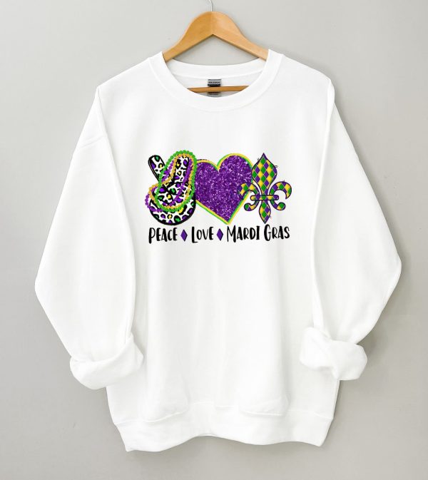 Peace Love Mardi Gras Fat Tuesday New Orleans Sweatshirt