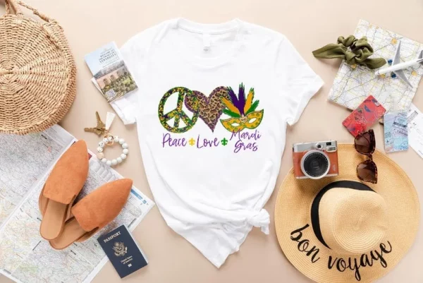 Peace Love Mardi Gras Fat Tuesday Shirt