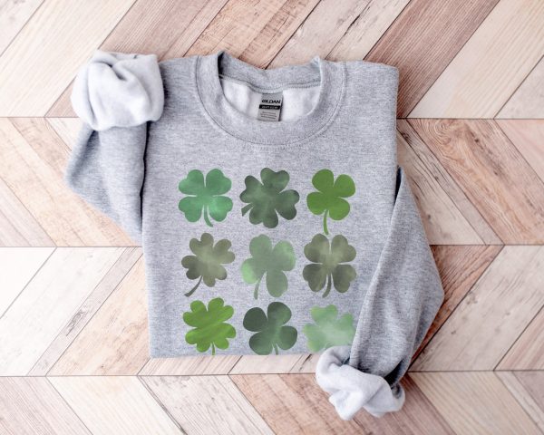 St. Patricks Day Watercolor Shamrocks Sweatshirt