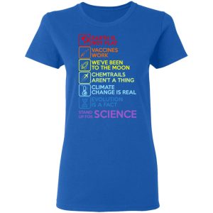 Earth Is Not Flat Vaccines Work Weve Been To The Moon Chemtrails Arent A Thing Climate Change Is Real Evolution Is A Fact Stand Up For Science T Shirts 4