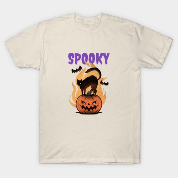 Happy Halloween black cat and pumpkin t-shirt