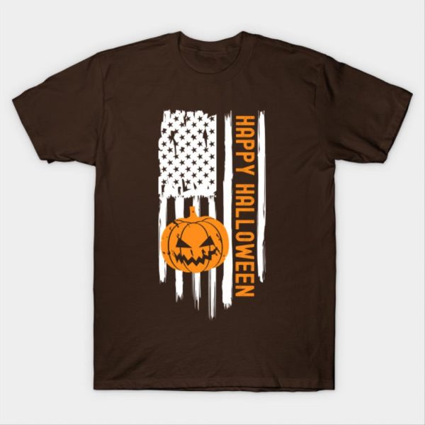 Happy halloween usa flag with scary pumpkin T-Shirt