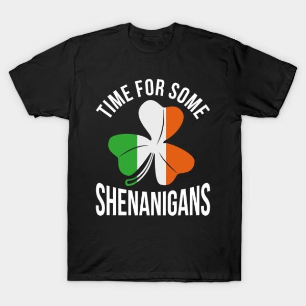 St. Patrick’s Day Clover Irish time for some Shenanigans flag t-shirt