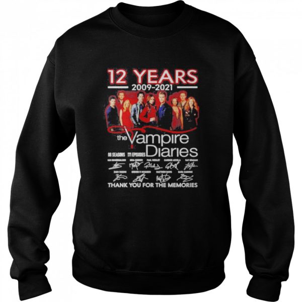 13 years 2009 2022 the Vampire Diaries 8 season 171 episodes thank you for the memories shirt