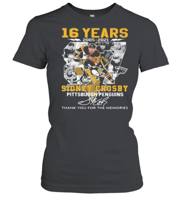 16 Years 2005 2021 Sidney Crosby Pittsburgh Penguins Thank You For The Memories Signature Shirt