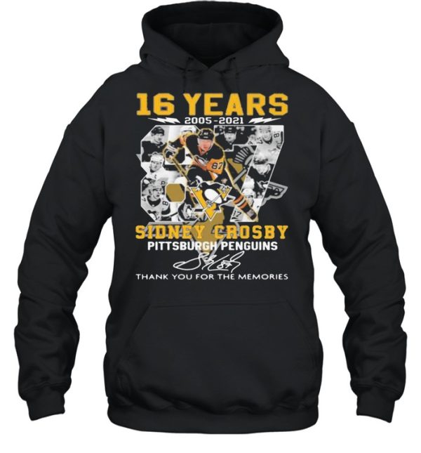 16 Years 2005 2021 Sidney Crosby Pittsburgh Penguins Thank You For The Memories Signature Shirt