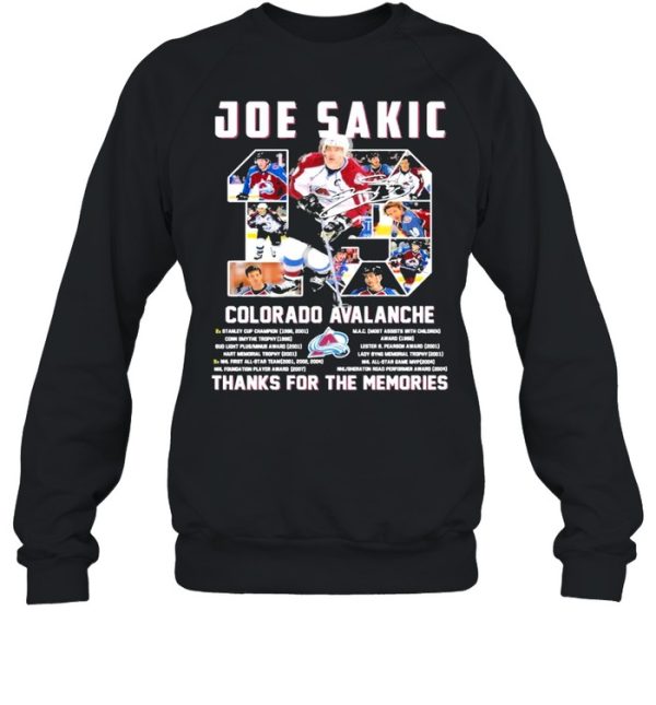 19 Joe Sakic Colorado Avalanche Thank You For The Memories Signature Shirt