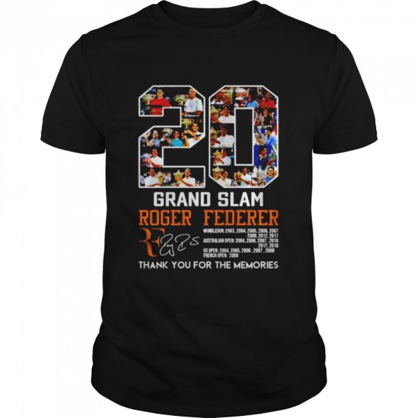 20 Grand Slam Roger Federer thank you for the memories signature shirt