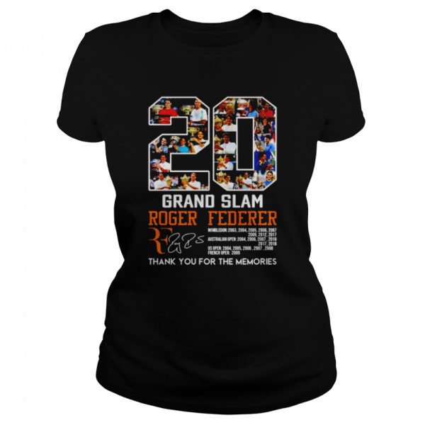 20 Grand Slam Roger Federer thank you for the memories signature shirt