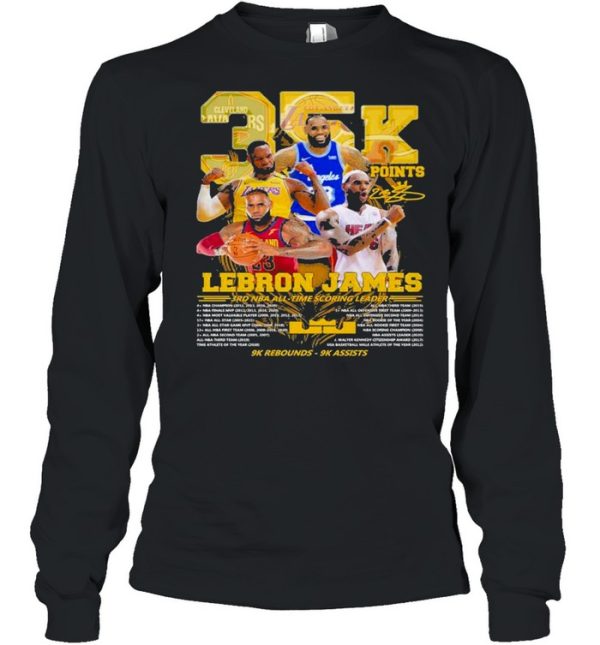 35k Points Lebron James 3rd Nba All Time Scoring Leader 9k Rebounds 9k Assists Shirt