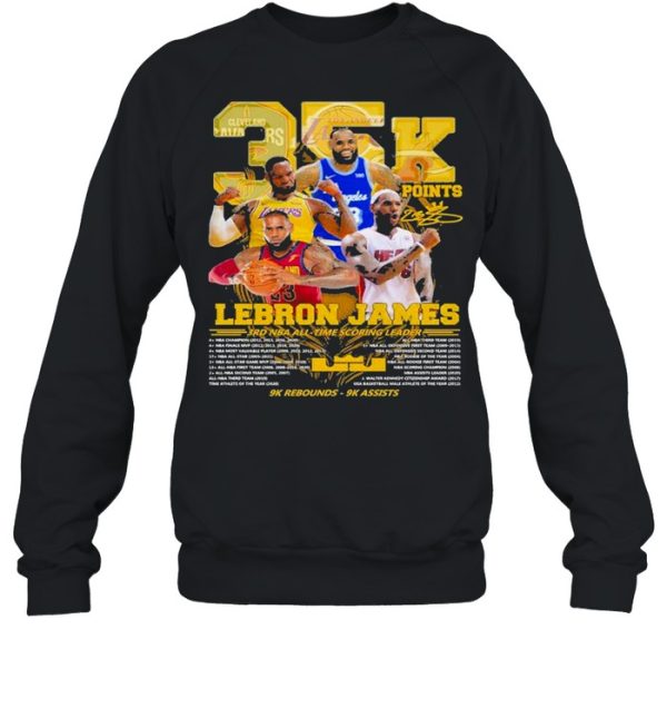 35k Points Lebron James 3rd Nba All Time Scoring Leader 9k Rebounds 9k Assists Shirt