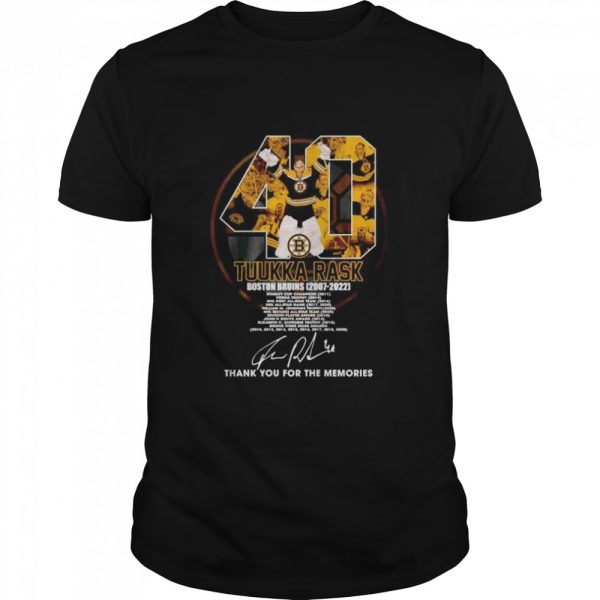 40 Tuukka Rask Boston Bruins 2007 2022 thank you for the memories shirt