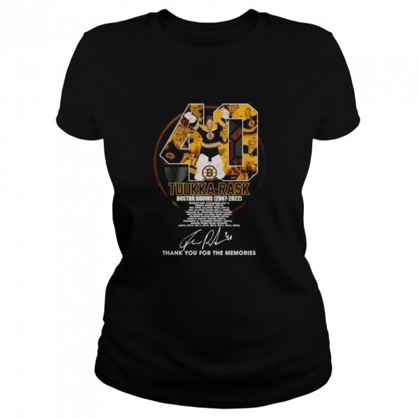 40 Tuukka Rask Boston Bruins 2007 2022 thank you for the memories shirt