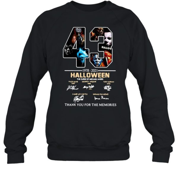 43 1978-2021 Halloween The Curse Of Michael Myers Signature Thank You For The Memories T-shirt