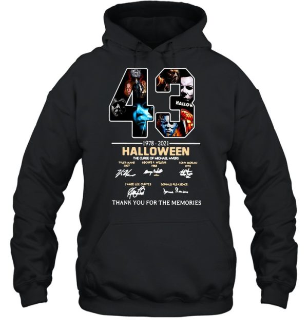 43 1978-2021 Halloween The Curse Of Michael Myers Signature Thank You For The Memories T-shirt