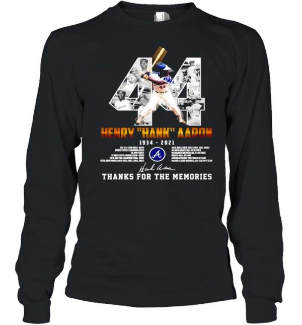 44 Henry Hank Aaron 1934 2021 thank you for the memories signature shirt