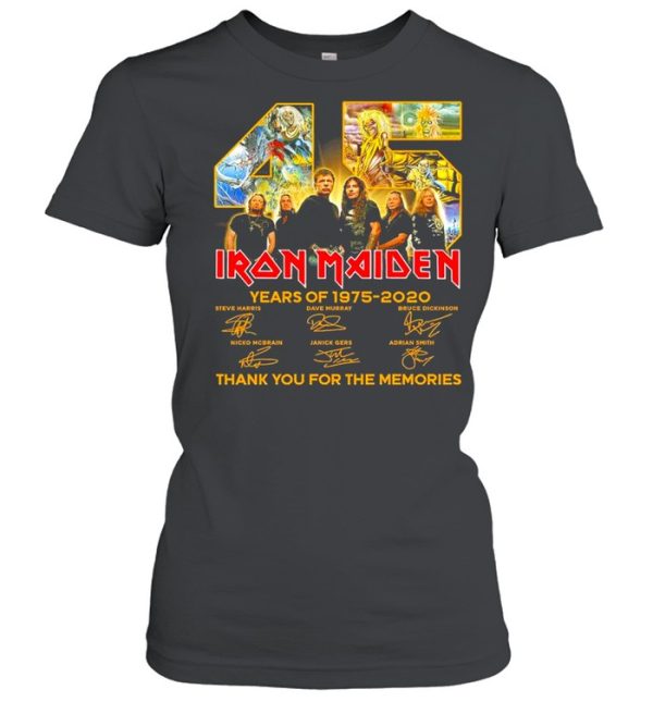 45 Iron Maiden Years Of 1975 2020 Signatures Thank You For The Memories Shirt