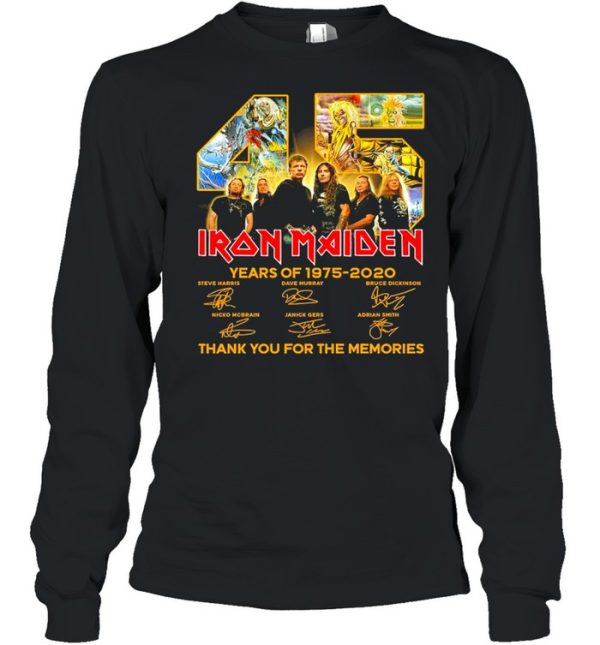 45 Iron Maiden Years Of 1975 2020 Signatures Thank You For The Memories Shirt