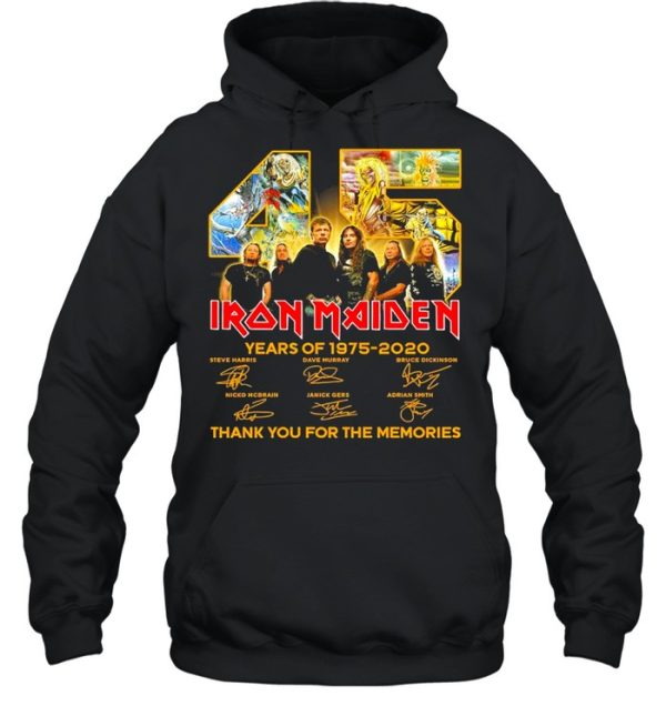 45 Iron Maiden Years Of 1975 2020 Signatures Thank You For The Memories Shirt