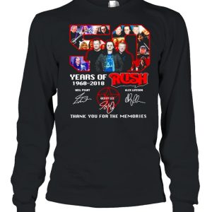 50 Years Of 1968 2018 Rush Signatures Thank You For The Memories Shirt 3