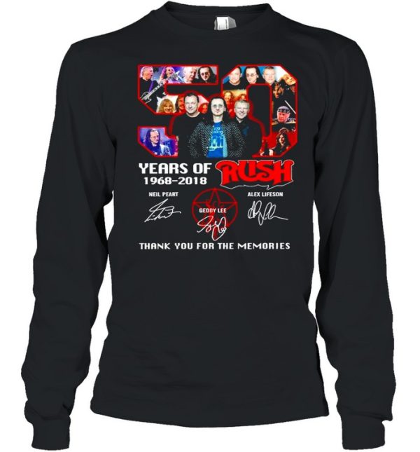 50 Years Of 1968 2018 Rush Signatures Thank You For The Memories Shirt