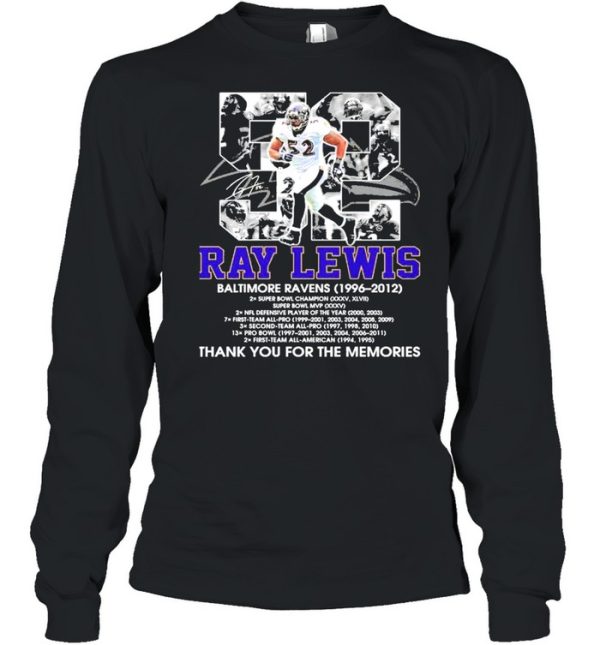 52 Ray Lewis Baltimore Ravens 1996 2012 Thank You For The Memories Shirt