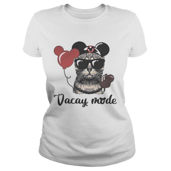 Cat with Mickey Mouse ears vacay mode shirt